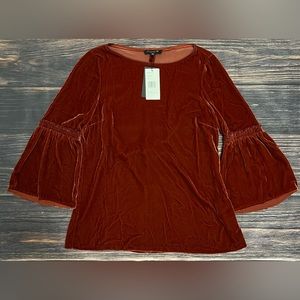Lafayette 148 New York Roslin Velvet Bell Sleeve Top- Small